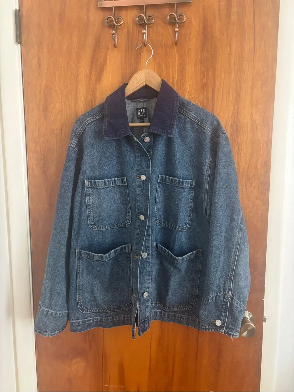 GAP Denim Chore Jacket with Dark Corduroy Collar